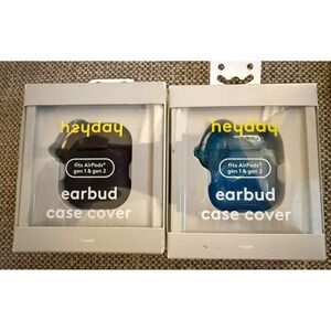 Heyday Earbud Case Covers For AirPods Generations 1 & 2 Blue & Black Cases NEW!